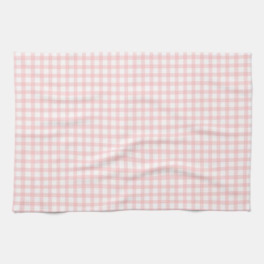 Cute Retro Pink Gingham Plaid pattern キッチンタオル (横)