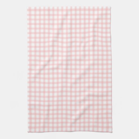 Cute Retro Pink Gingham Plaid pattern キッチンタオル (縦)