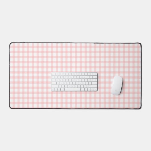 Cute Retro Pink Gingham Plaid pattern デスクマット (キーボード&マウス)