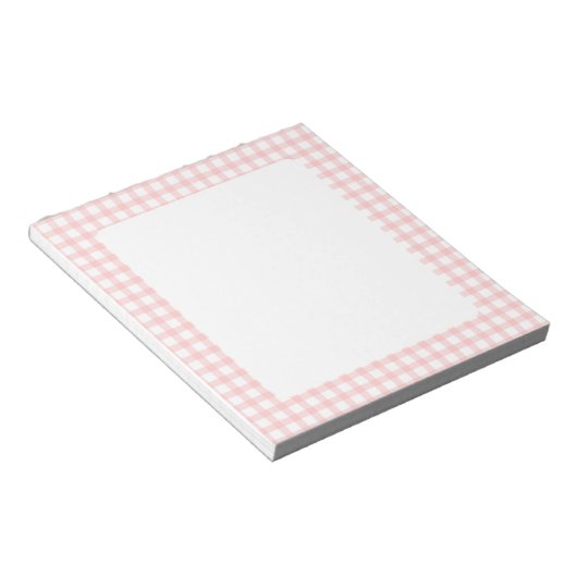 Cute Retro Pink Gingham Plaid pattern ノートパッド (アングル)