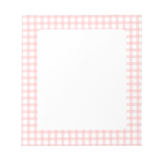 Cute Retro Pink Gingham Plaid pattern ノートパッド (正面)