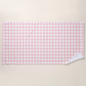 Cute Retro Pink Gingham Plaid pattern ビーチタオル (正面)