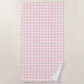 Cute Retro Pink Gingham Plaid pattern ビーチタオル (正面)