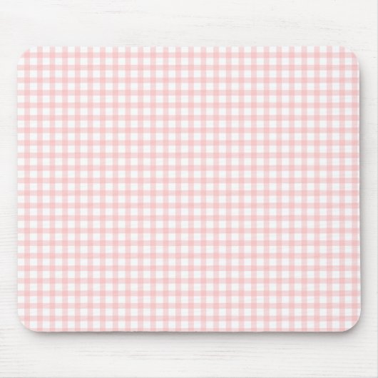 Cute Retro Pink Gingham Plaid pattern マウスパッド (正面)