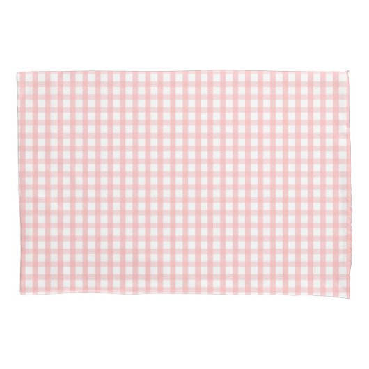 Cute Retro Pink Gingham Plaid pattern 枕カバー (正面)