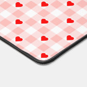 Cute Retro Pink Heart Gingham Plaid pattern デスクマット (コーナー)