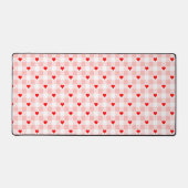 Cute Retro Pink Heart Gingham Plaid pattern デスクマット (正面)