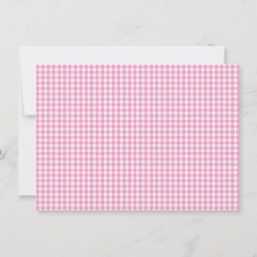 Cute Retro Pink White Gingham Plaid Personalized ノートカード (裏面)