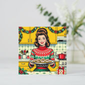 Cute Retro Pop Art Personalized Christmas カード (スタンド正面)