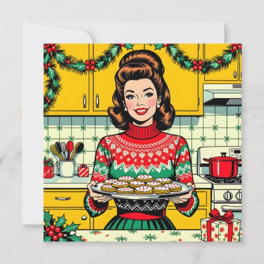 Cute Retro Pop Art Personalized Christmas カード (正面)