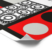 Cute retro poster with cat, birds, hearts and dots ポスター (角)