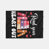 Cute Retro Reading Book Reader Women Valentine _1 フリースブランケット (正面(横))