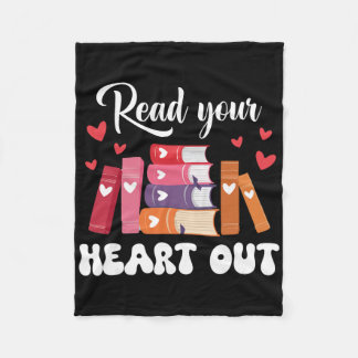 Cute Retro Reading Book Reader Women Valentine _1 フリースブランケット