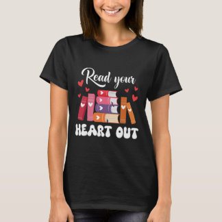 Cute Retro Reading Book Reader Women Valentine _1 Tシャツ