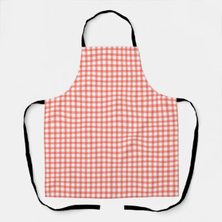 Cute Retro Red Gingham Plaid pattern エプロン