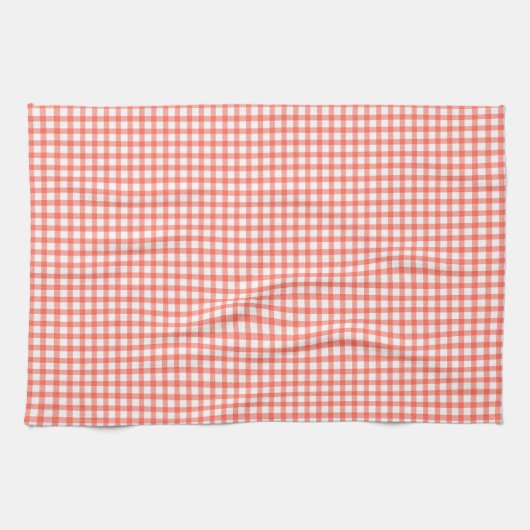 Cute Retro Red Gingham Plaid pattern キッチンタオル (横)