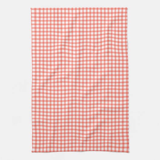 Cute Retro Red Gingham Plaid pattern キッチンタオル (縦)