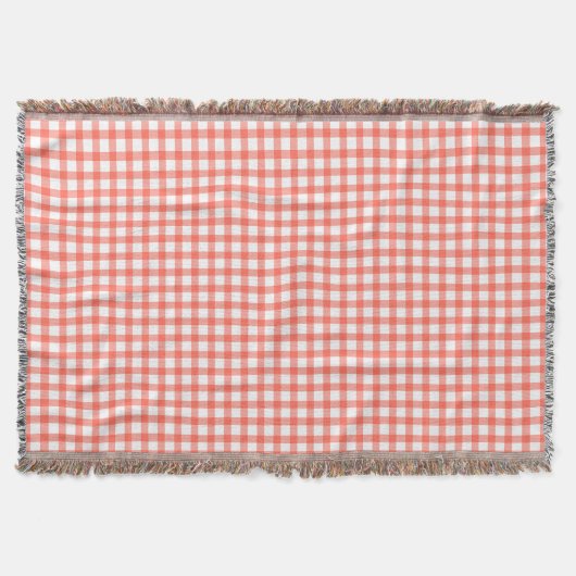 Cute Retro Red Gingham Plaid pattern スローブランケット (正面)