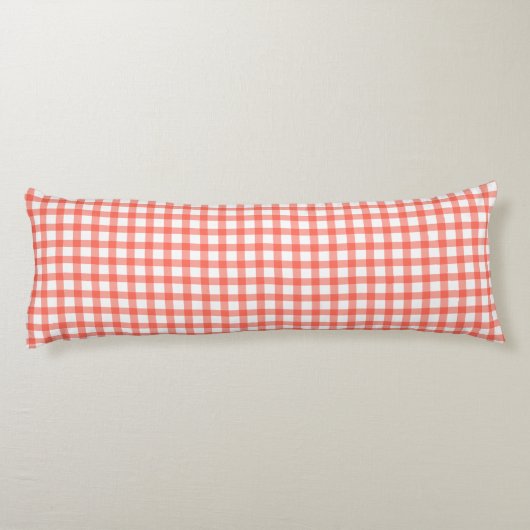 Cute Retro Red Gingham Plaid pattern ボディピロー (裏面)