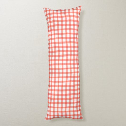 Cute Retro Red Gingham Plaid pattern ボディピロー (裏面 (縦))