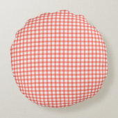 Cute Retro Red Gingham Plaid pattern ラウンドクッション (裏面)