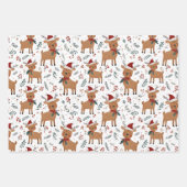 Cute Retro Reindeer Christmas ラッピングペーパーシート (正面)