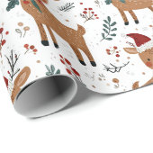 Cute Retro Reindeer Christmas ラッピングペーパー (ロールコーナー)