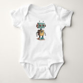 Cute Retro Robot Baby T-Shirt ベビーボディスーツ (正面)