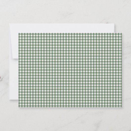 Cute Retro Sage Green Gingham Plaid Personalized ノートカード (裏面)