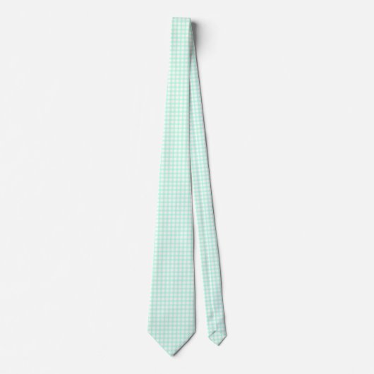 Cute Retro Sea Green Gingham Plaid pattern ネクタイ (正面)