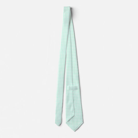 Cute Retro Sea Green Gingham Plaid pattern ネクタイ (裏面)