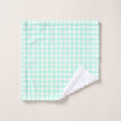 Cute Retro Sea Green Gingham Plaid pattern バスタオルセット (ウォッシュタオル)
