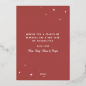 Cute Retro Sleigh The Season Photo Christmas Snow 箔シーズンカード (裏面)