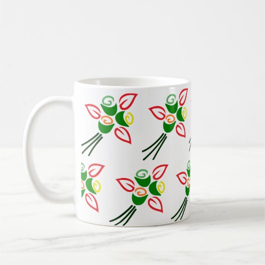 Cute Retro Springtime Flowers on a Coffee Cup Mug コーヒーマグカップ (左)