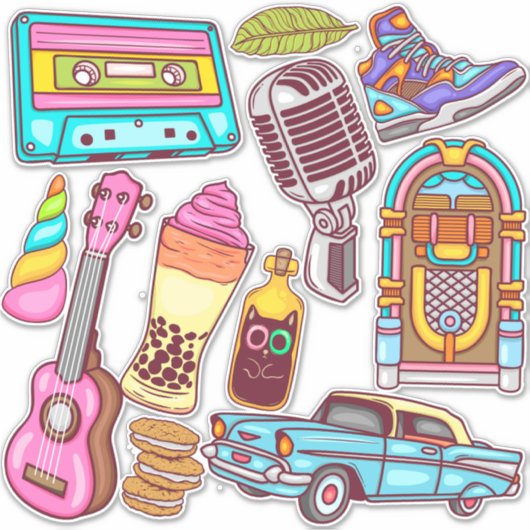 Cute Retro Sticker シール (正面)