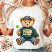 Cute Retro Teddy Bear Feeling Lucky St. Patrick's  Tシャツ