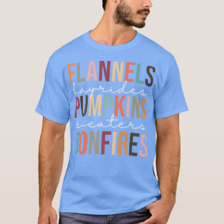 Cute Retro Trendy Beautiful Flannel Pumpkins Bonfi Tシャツ