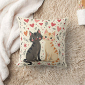 Cute Retro Valentine Cats クッション (ブランケット)