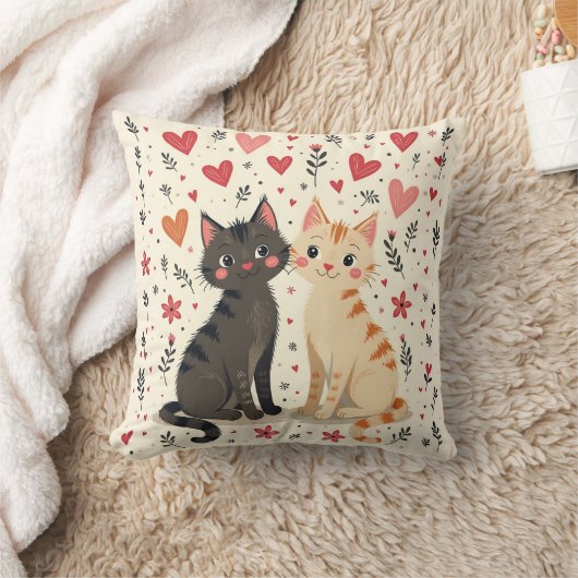 Cute Retro Valentine Cats クッション (ブランケット)