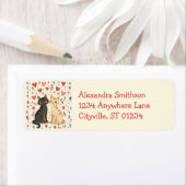 Cute Retro Valentine Cats ラベル (インサイチュ)