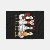 Cute Retro Valentine Silly Gooses Duck Love Couple フリースブランケット (正面(横))