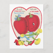 Cute retro vintage tomato Valentine ポストカード (正面)