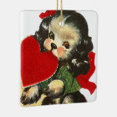 cute retro vintage Valentine dog add sentiment セラミックオーナメント (右)