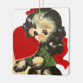 cute retro vintage Valentine dog add sentiment セラミックオーナメント (左)