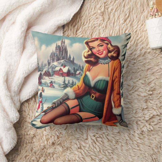 Cute Retro Winter Pin-up クッション (ブランケット)