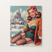 Cute Retro Winter Pin-up ジグソーパズル (縦)