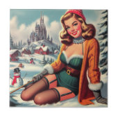 Cute Retro Winter Pin-up タイル (正面)