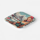 Cute Retro Winter Pin-up ペーパープレート (傾斜あり)
