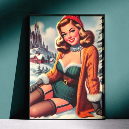 Cute Retro Winter Pin-up ポスター