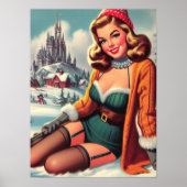 Cute Retro Winter Pin-up ポスター (正面)